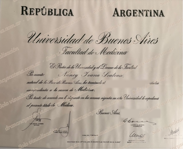 Certificado: Título de Médica — Universidad de Buenos Aires